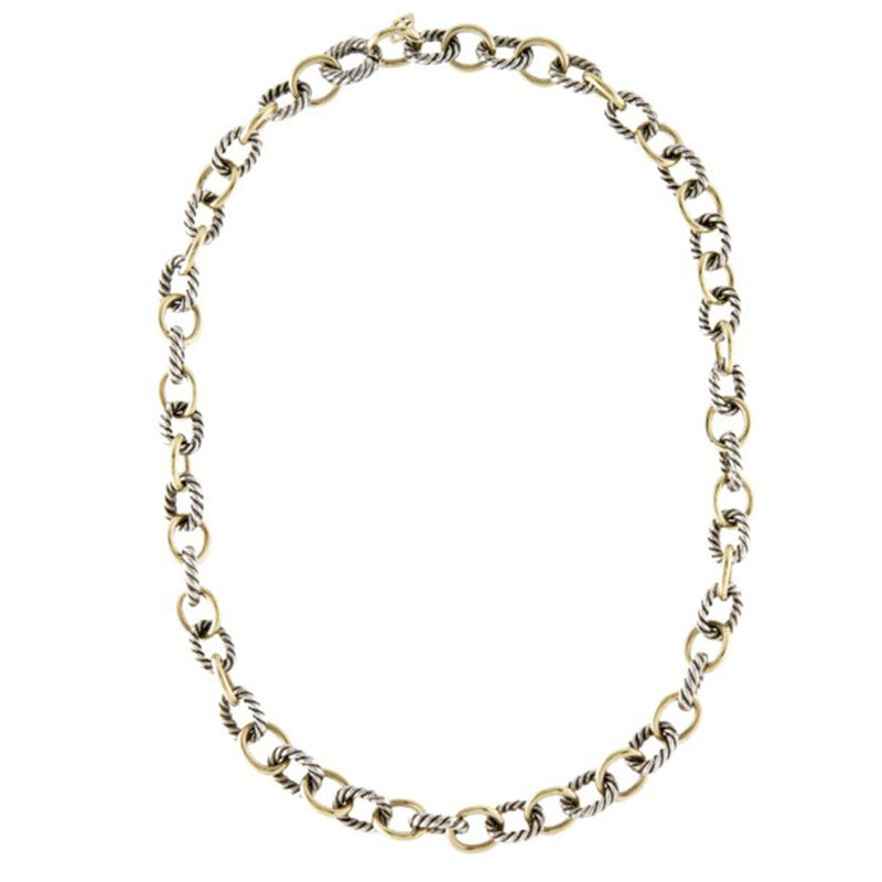 David Yurman Two-Tone Flat Cable Oval Link Necklace - 18K Yellow Gold Chain,  Necklaces - DVY147077 | The RealReal