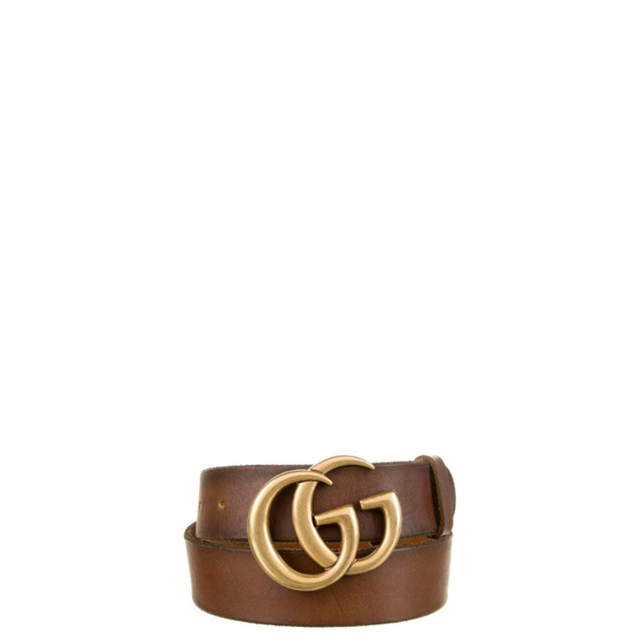Gucci Double G Logo Cuir Leather Belt