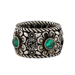 Gucci Green Crystal Interlocking Band