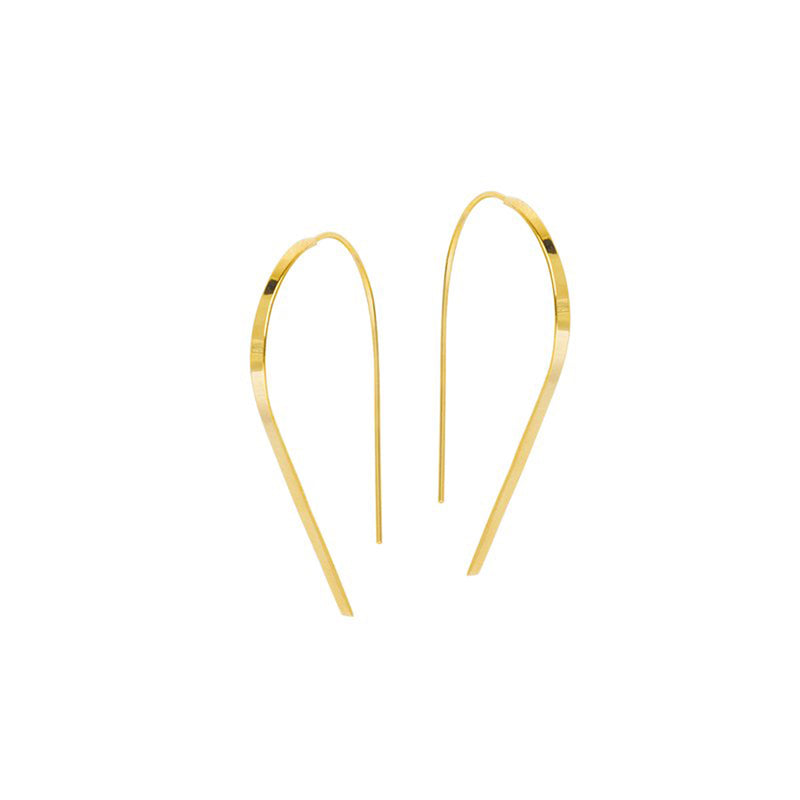New Yellow Gold Flat Round Wire Earrings