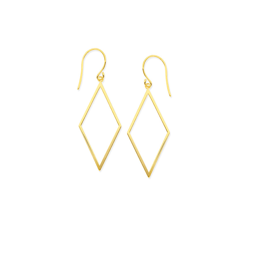 Yellow Gold Open Diamond Shaped Earrings