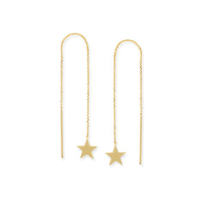 New Yellow Gold Threader Star Earrings