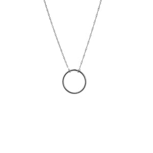 New White Gold Open Circle Necklace