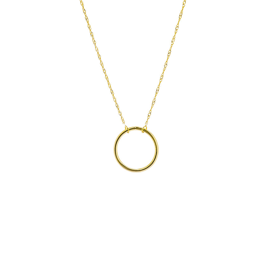 New Yellow Gold Open Circle Necklace