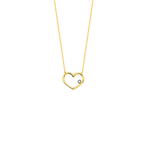 Yellow Gold Wire Heart Diamond Necklace