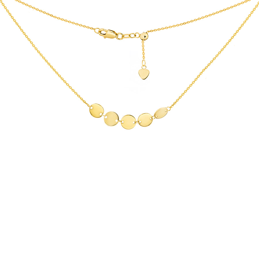 New Yellow Gold 5 Mini Disk Chocker Necklace