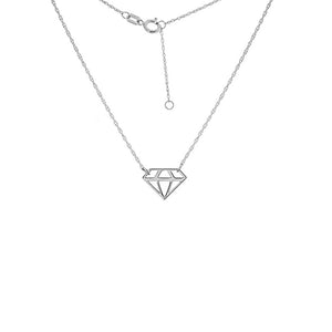 New White Gold Mini Diamond Shape Necklace