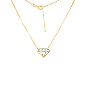 New Yellow Gold Mini Diamond Shape Necklace