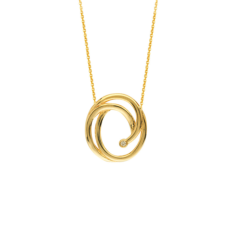 New Yellow Gold Diamond Swirl Necklace