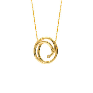 New Yellow Gold Diamond Swirl Necklace
