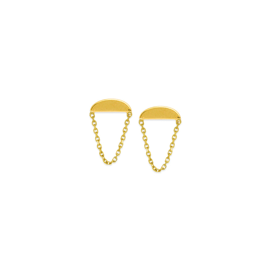 Yellow Gold Wedge Shape Chain Drape Earrings
