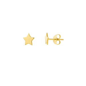 Yellow Gold Star Stud Earring