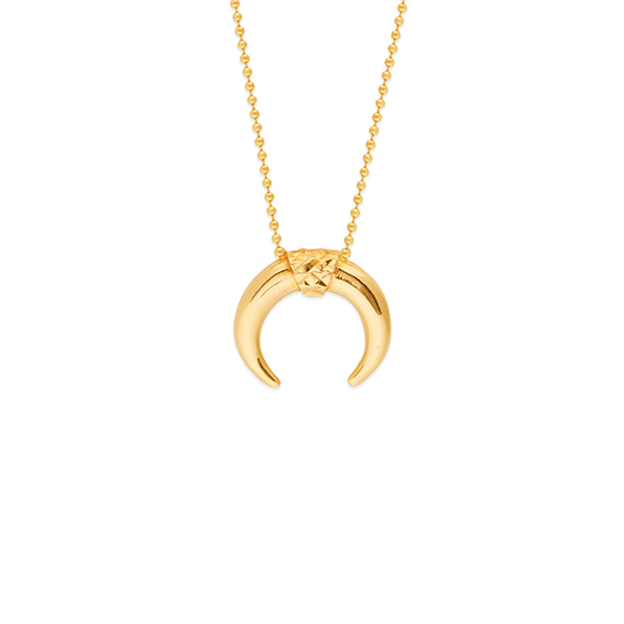 New Yellow Gold Fancy Half Moon Necklace