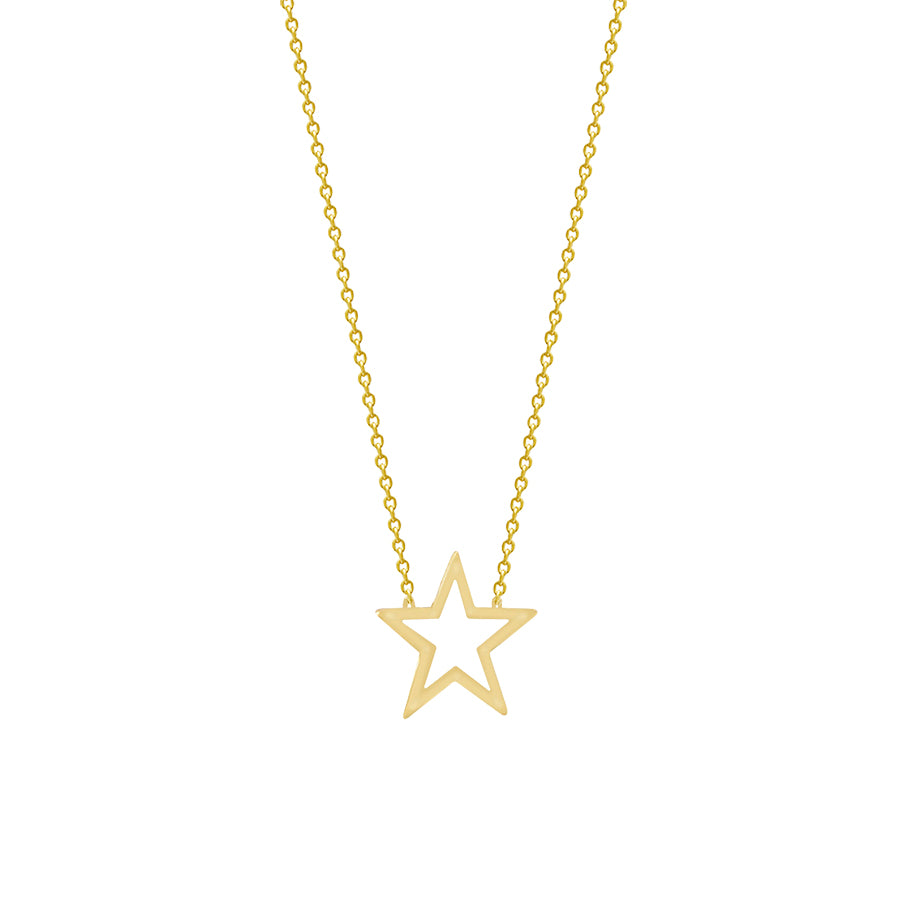 New Yellow Gold Open Star Necklace