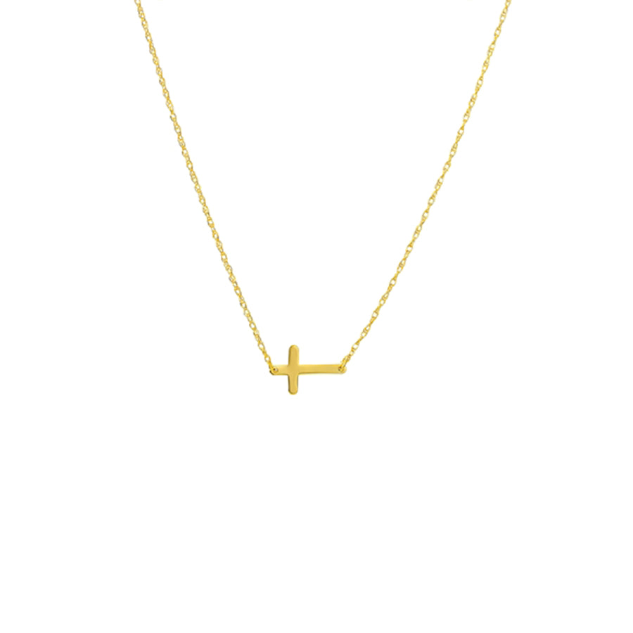 Yellow Gold Mini Cross Necklace