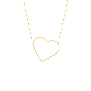 Yellow Gold Slanted Oversized Heart Necklace