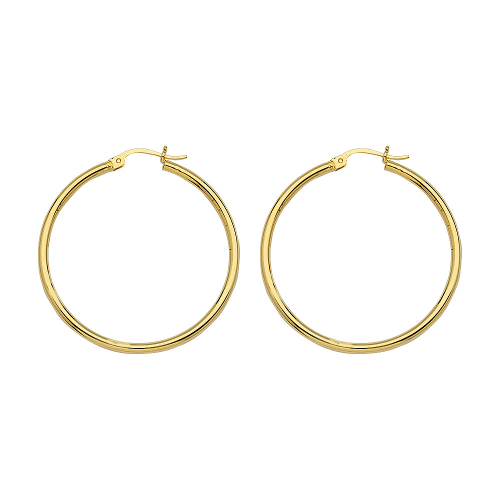 Yellow Gold Polished Hoops 35mm