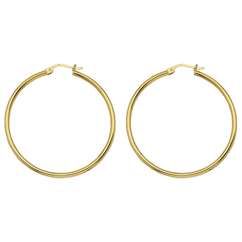 Yellow Gold Polished Hoops 40mm