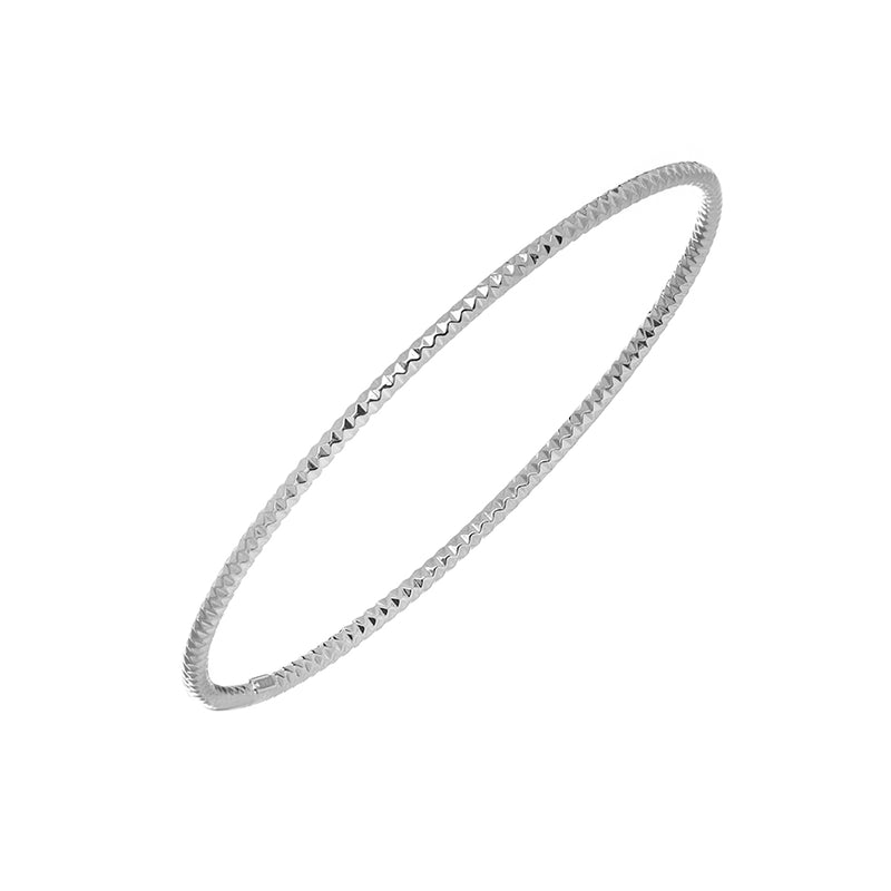 New White Gold Textured Stackable Bangle