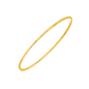 New Yellow Gold Textured Stackable Bangle