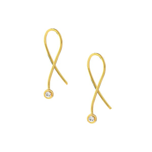 Yellow Gold Diamond Fancy Wire Earrings