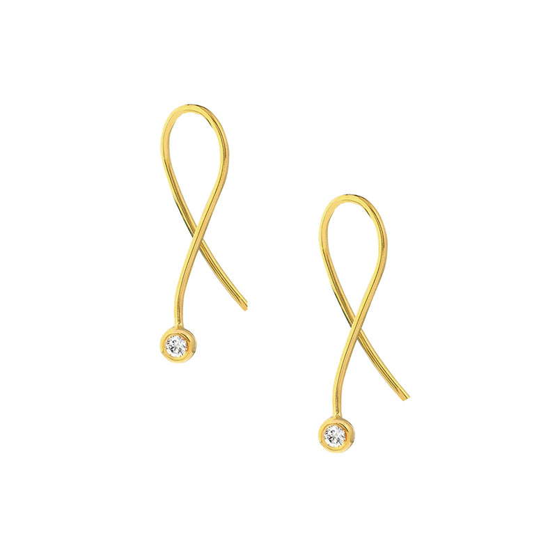 Yellow Gold Diamond Fancy Wire Earrings