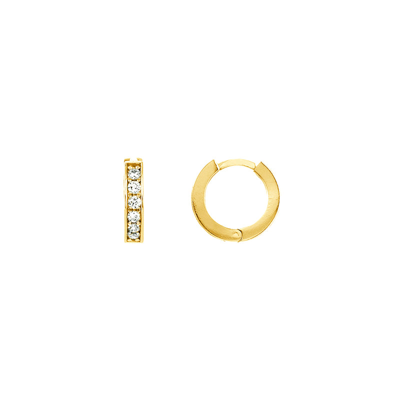 Yellow Gold Diamond 10mm Huggie Earrings