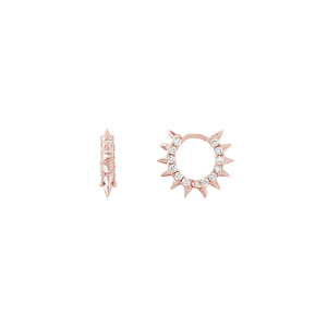 Rose Gold 10mm Spike Diamond Huggie Earrings